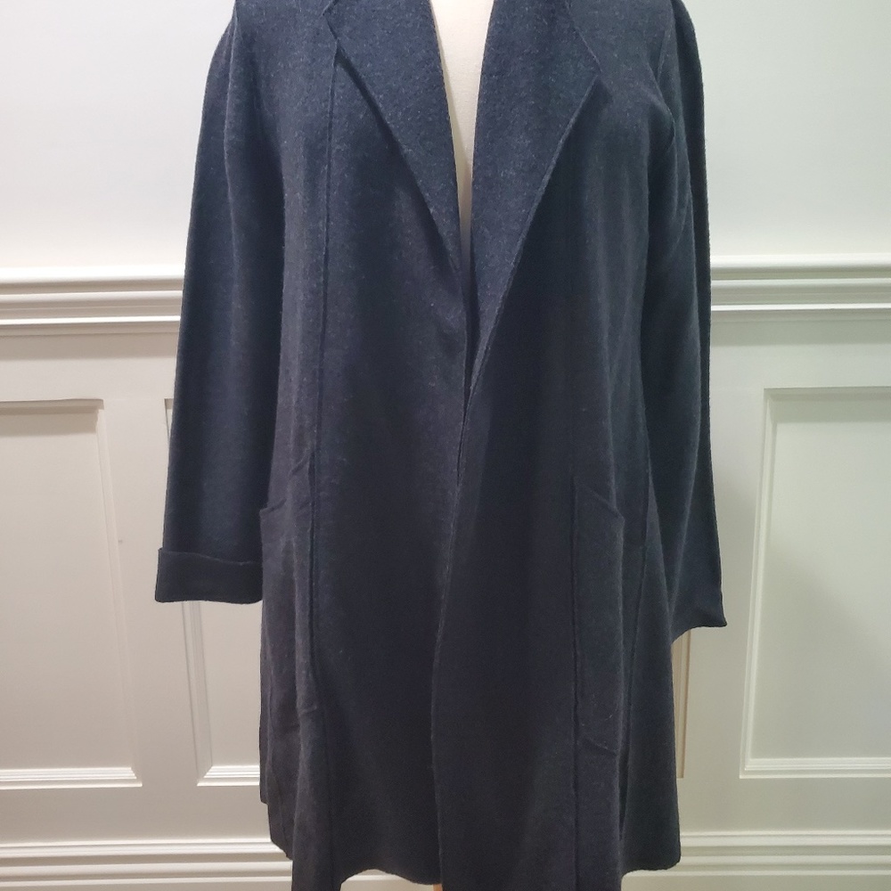 Eileen Fisher, Long Jacket XL, Black/Charcoal
